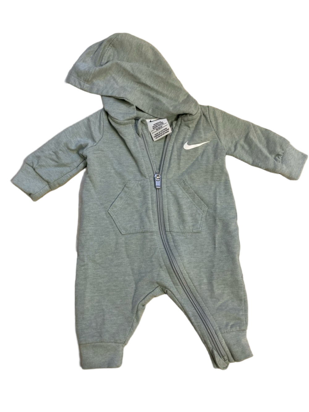 Nike Mint Green Hooded Baby One-Piece Zip Romper
